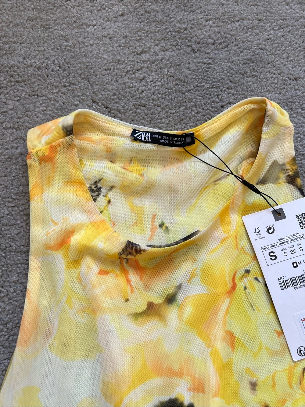 Zara Yellow Floral Sleeveless Top - Picture 2 of 5